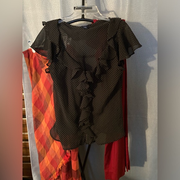 Chaps medium sheer sleeveless ruffle top - Picture 1 of 3